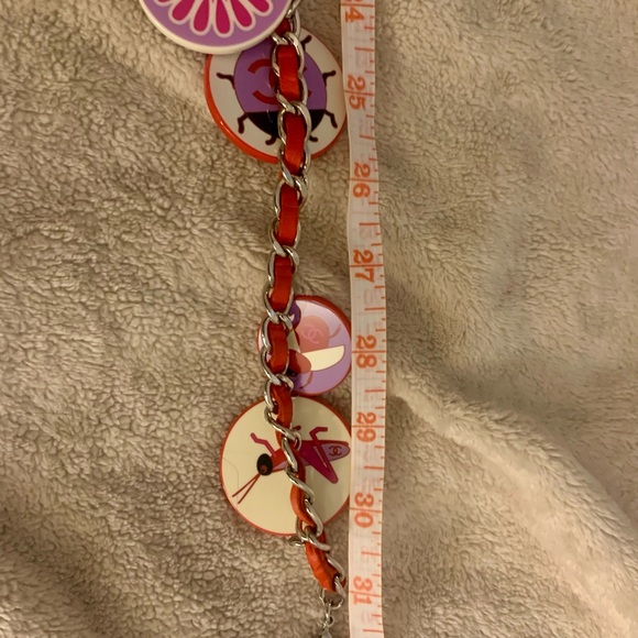 Vintage Authentic Chanel red leather chain belt / necklace rare CC logos! - Picture 11 of 16